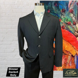 New Vtg Lee Mubai Mens 44R Black Dinner Jacket Silver Tone Rhinestone Buttons